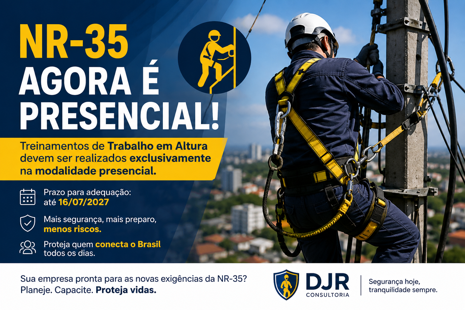 NR-35 passa a exigir treinamento presencial para trabalho em altura: entenda o que muda e como sua empresa deve se preparar